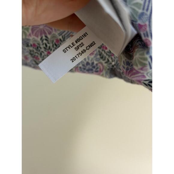 J. Crew Liberty Club Nouveau Fabric Smocked Square Neck Blouse Top Purple Blue M - Picture 7 of 8